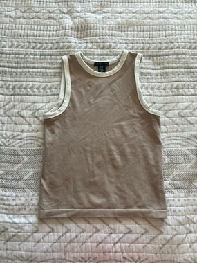 Sincerely Jules Taupe Tank Top with Cream Trim